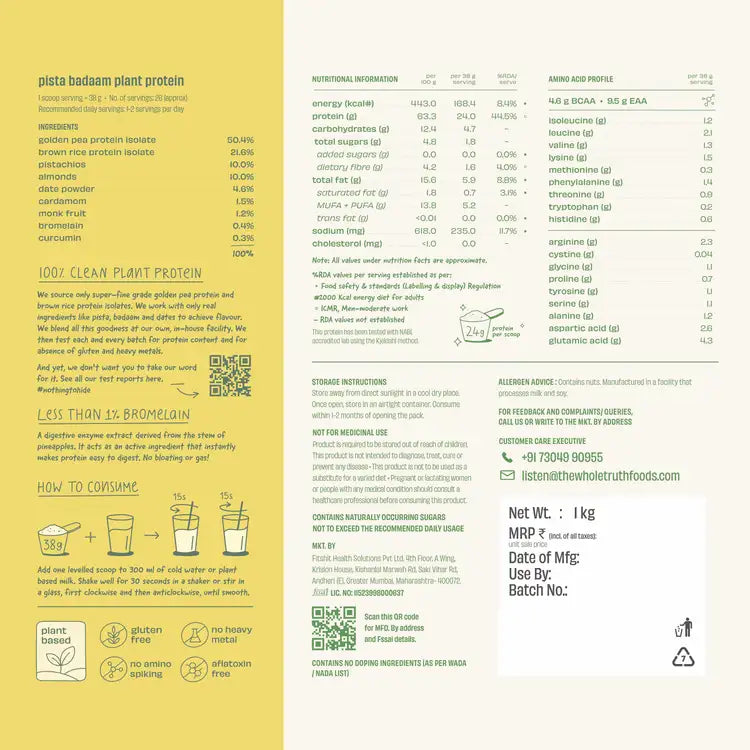 Pista Badaam 24g Plant Protein - 1 Kg