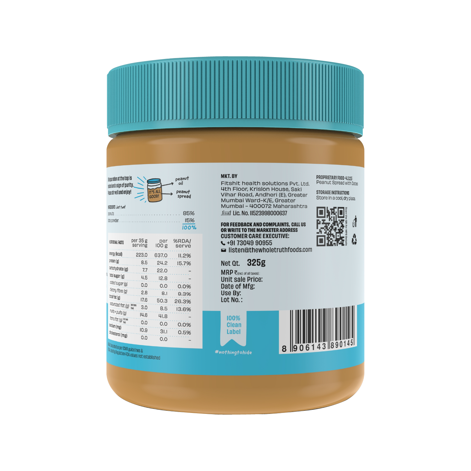 CRUNCHY - Peanut Spread With Dates - Box of 925g