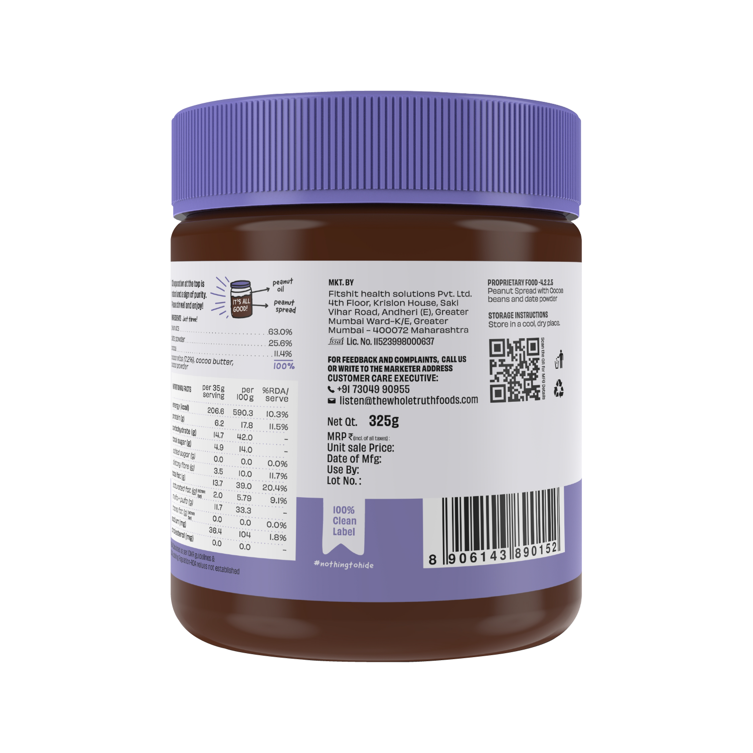 CRUNCHY - Dark Chocolate Peanut Spread - Box of 925g