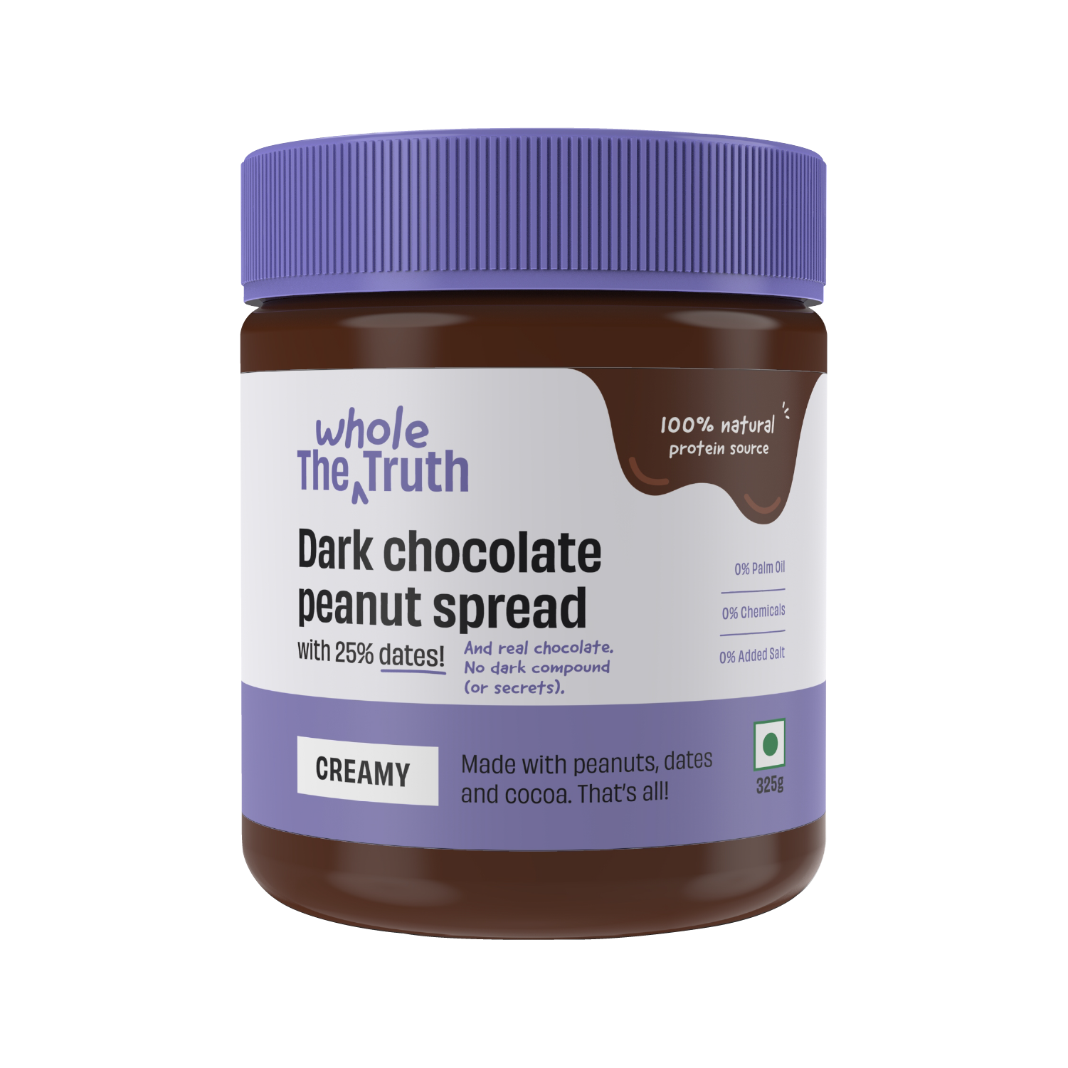 CREAMY- Dark Chocolate Peanut Spread - Box of 325g