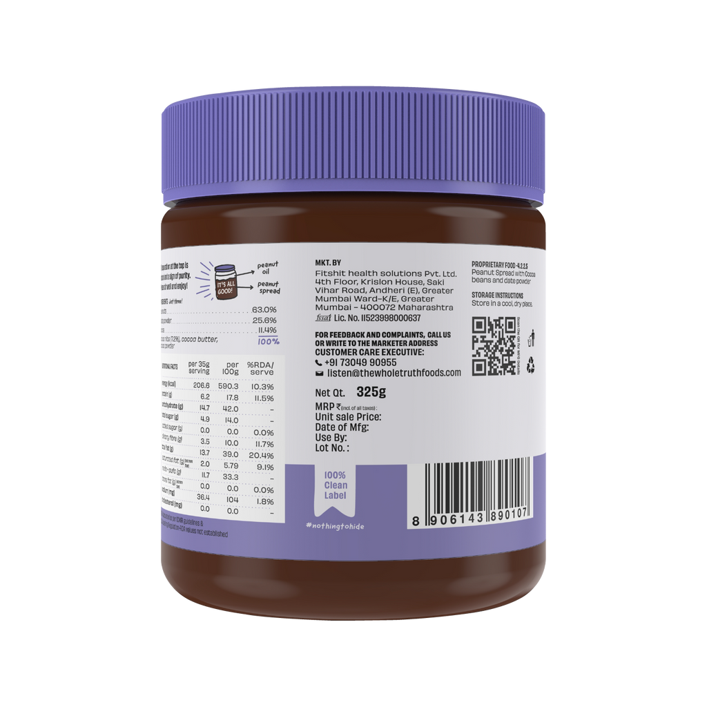 CREAMY- Dark Chocolate Peanut Spread - Box of 325g
