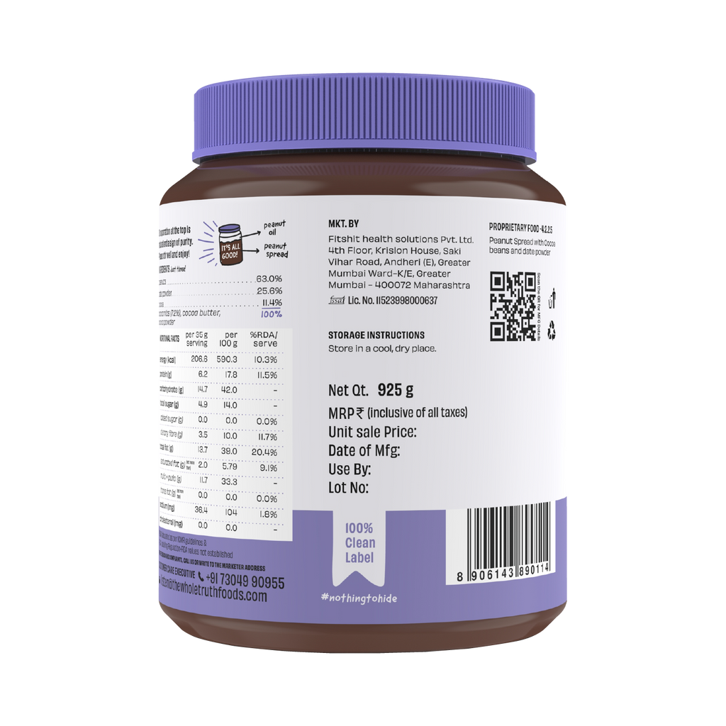CREAMY- Dark Chocolate Peanut Spread - Box of 925g