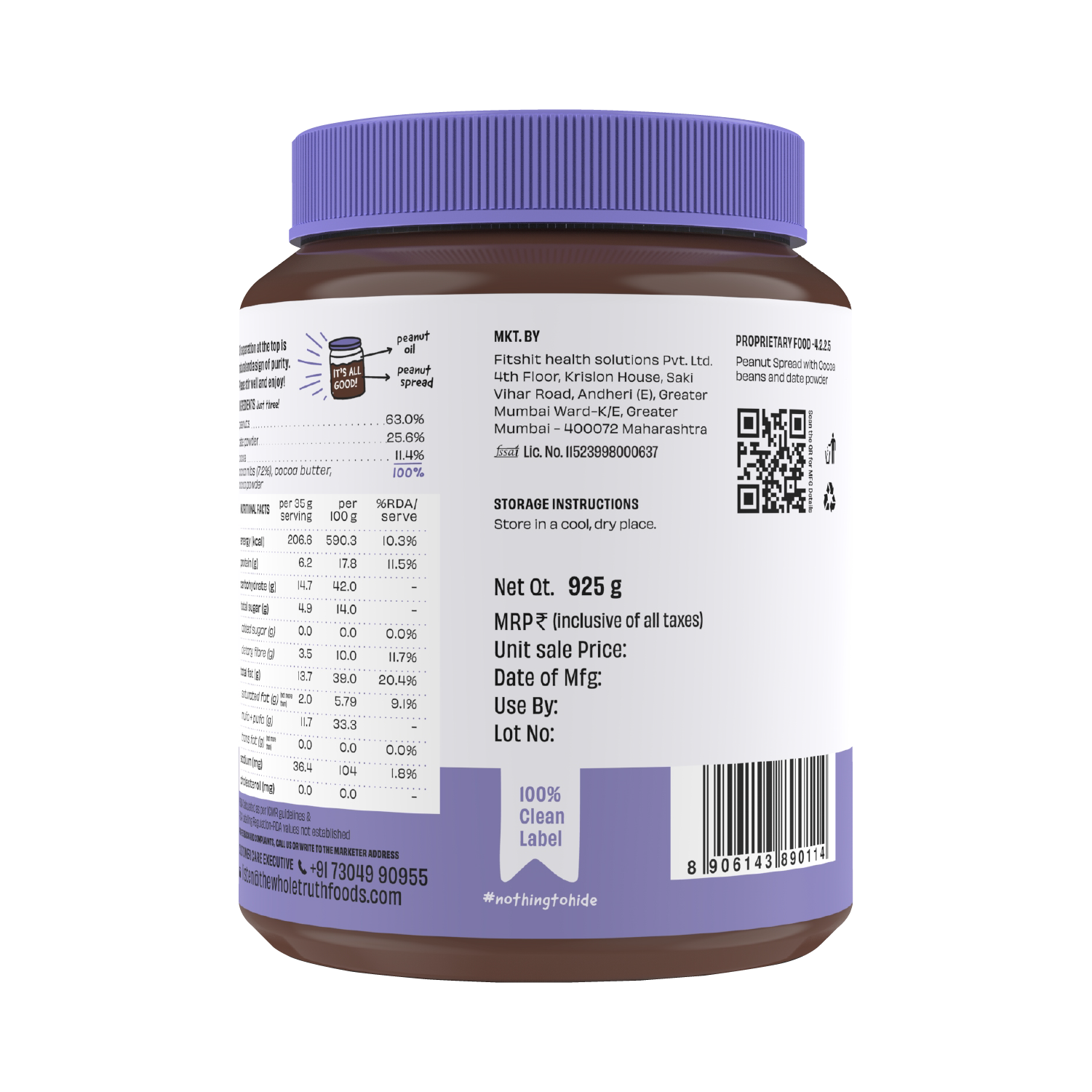 CREAMY- Dark Chocolate Peanut Spread - Box of 325g
