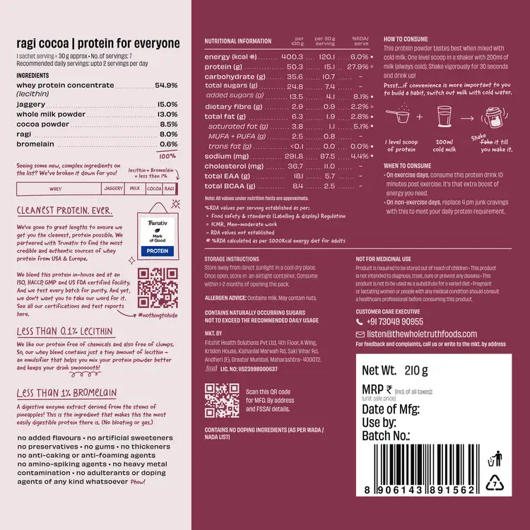 Ragi Cocoa 15 g Protein Powder - 7 Sachets