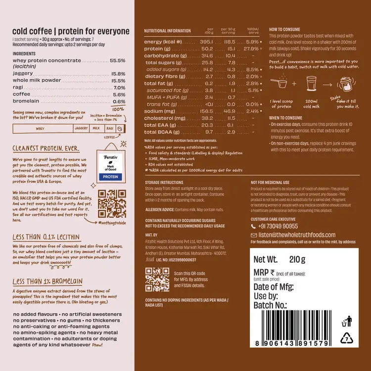 Cold Coffee 15g Protein Powder - 7 Sachets