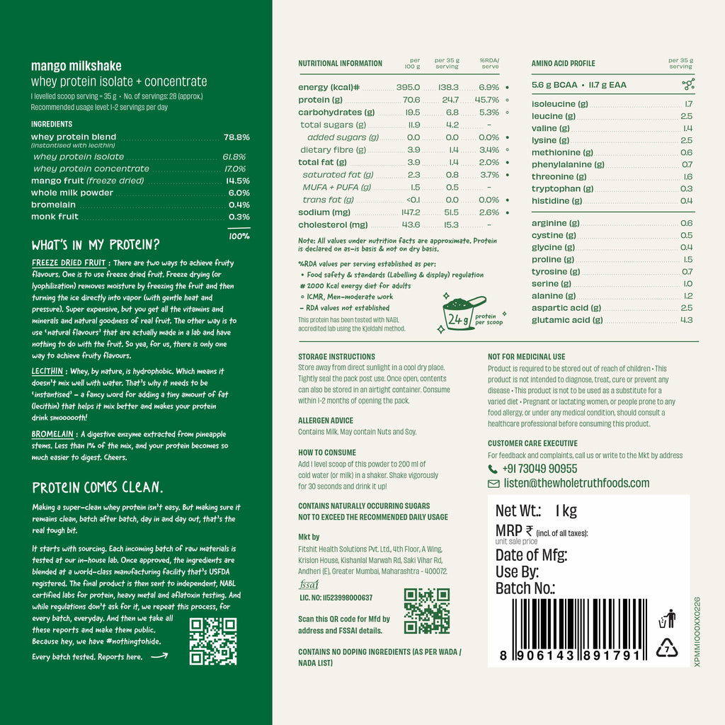 Mango Milkshake 24 g Protein Powder - 1 Kg