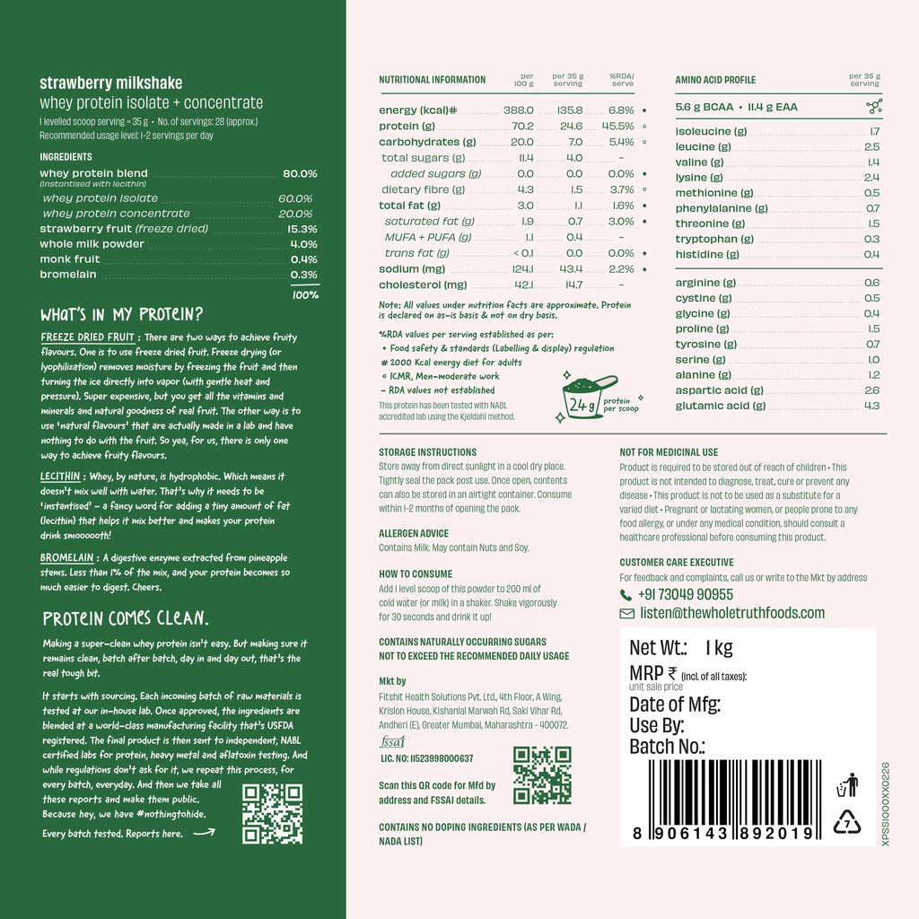 Strawberry Shake 24 g Protein Powder - 1 Kg