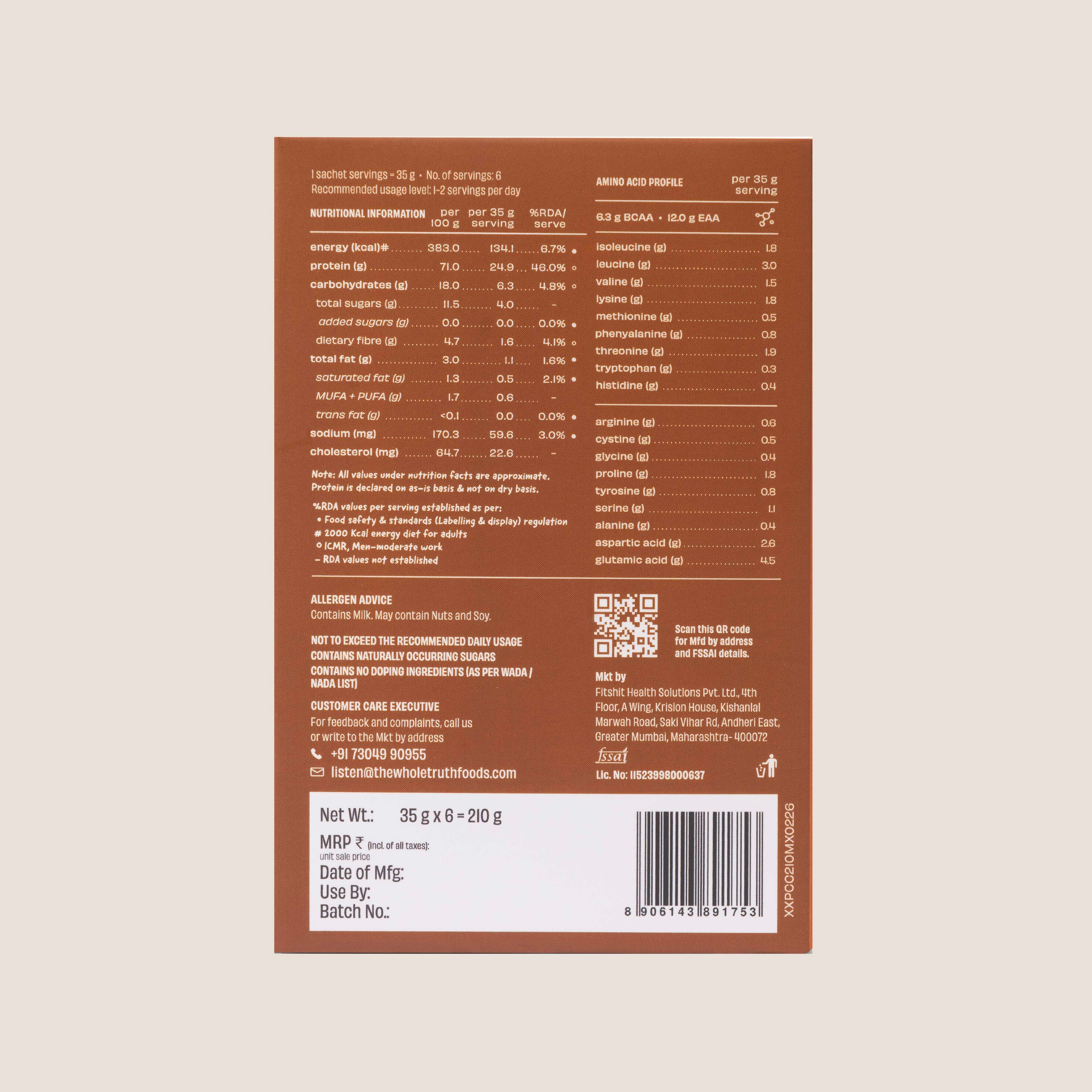 Cold Coffee 24 g Protein Powder - 6 Sachets