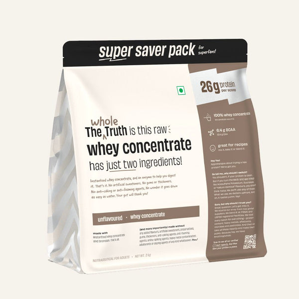 Unflavoured Raw Whey Protein Concentrate 26g - 2 Kg