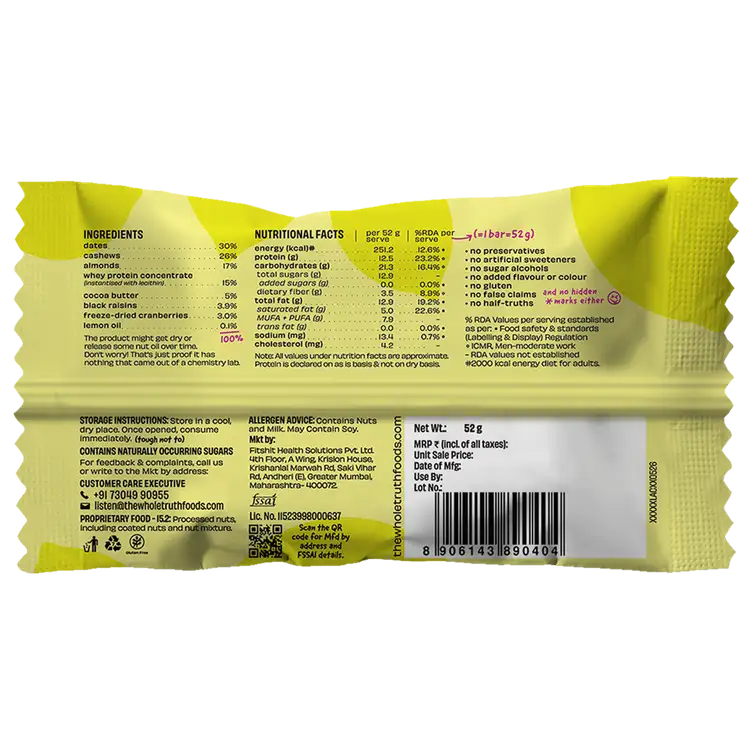 Lemon Cranberry - Protein Bar