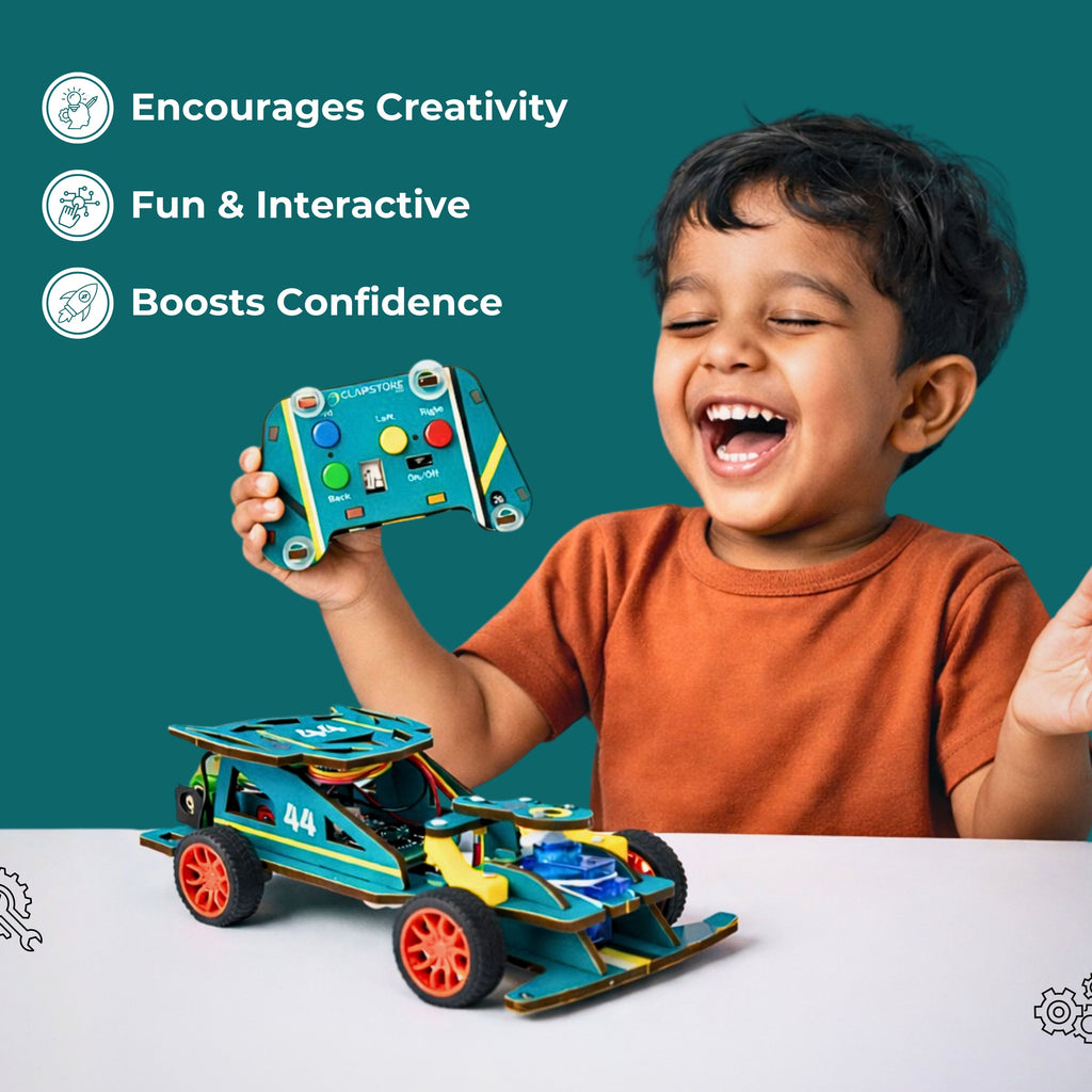 Sooper Brainsâ„¢ DIY Wooden Racer Car Kit (High-Speed STEM Build Set)