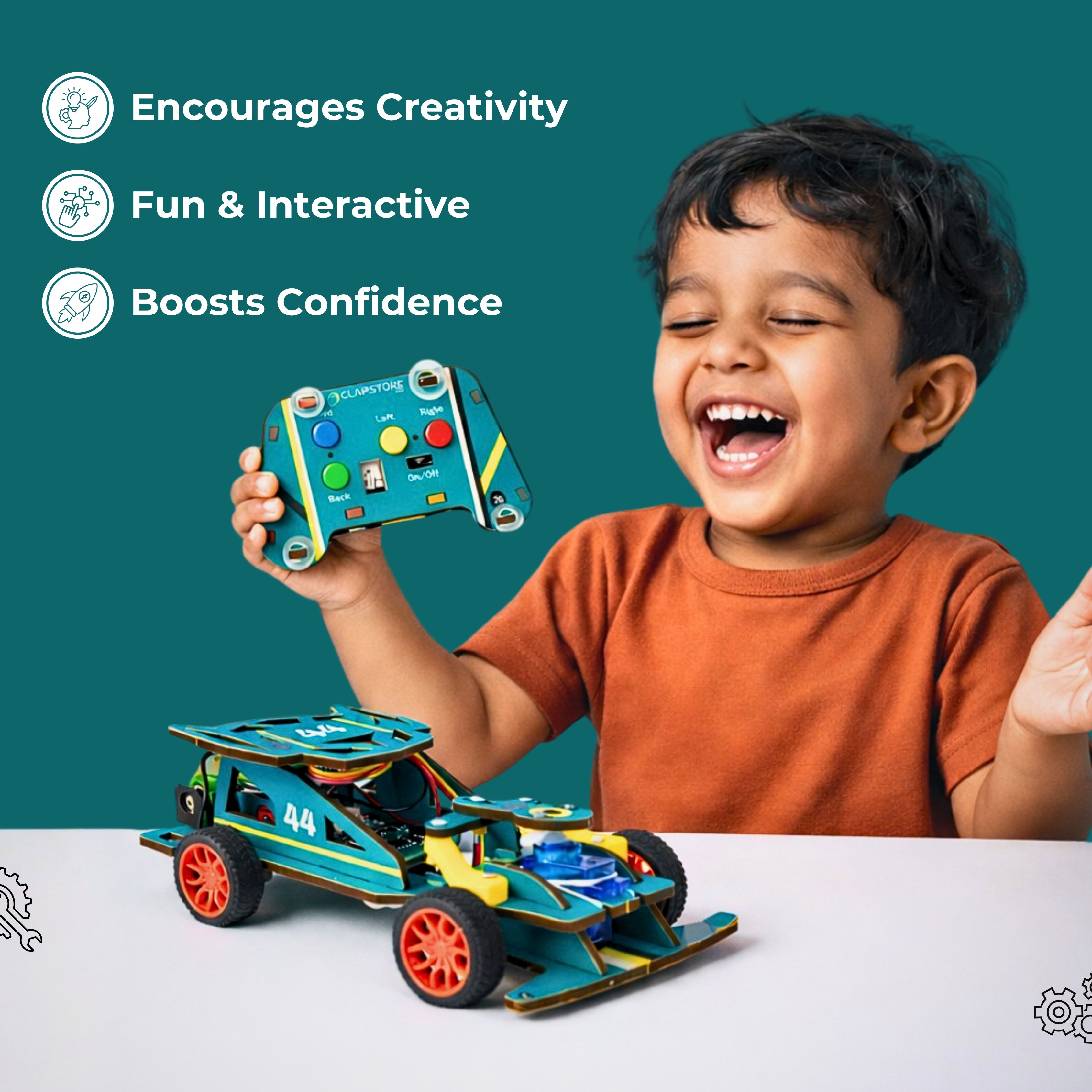 Sooper Brainsâ„¢ DIY Wooden Racer Car Kit (High-Speed STEM Build Set)