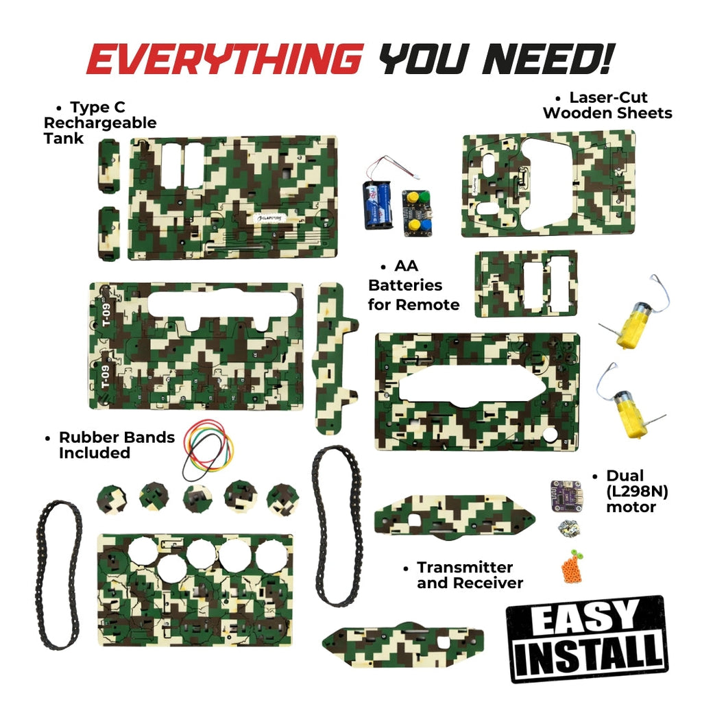 Sooper Brainsâ„¢ DIY Army Tank Kit (Type-C Rechargeable)