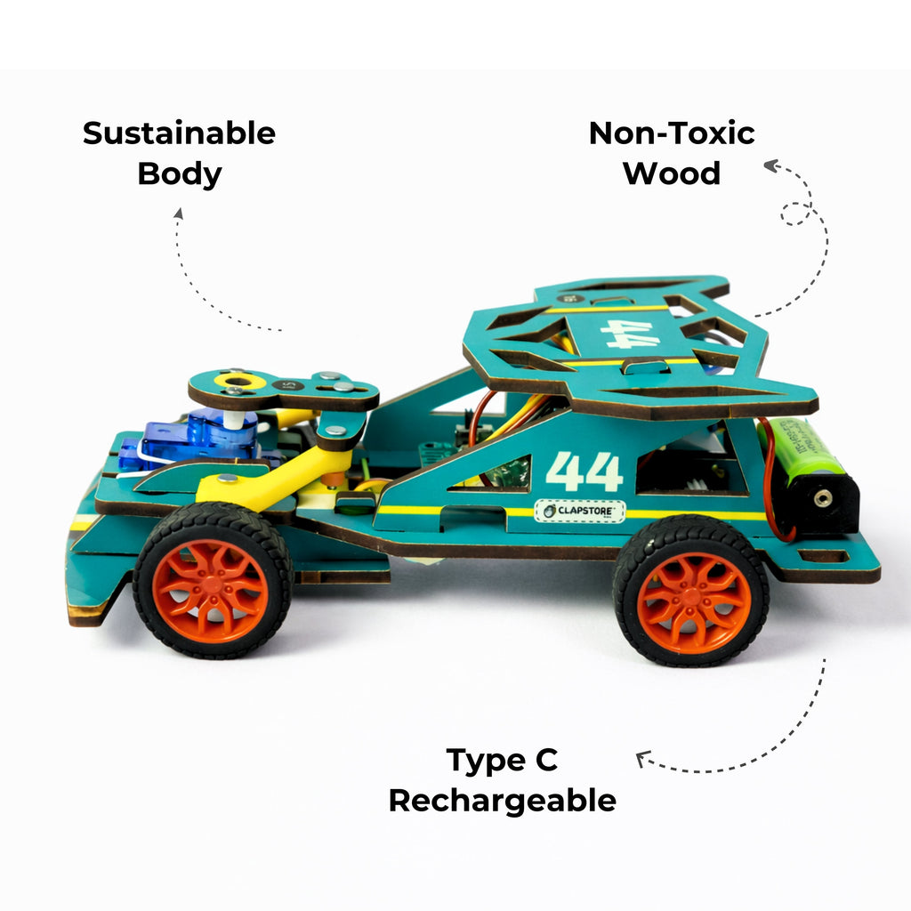Sooper Brainsâ„¢ DIY Wooden Racer Car Kit (High-Speed STEM Build Set)
