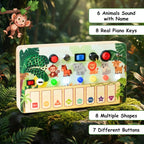 Montessori Jungle Piano-V10: 5-in-1 Wooden Musical Busy Board for Toddlers