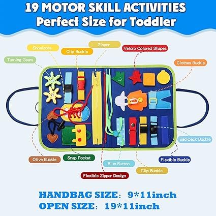 Montessori Busy Book For Age3+ (Blue) -  Interactive Sensory Activities for Toddlers
