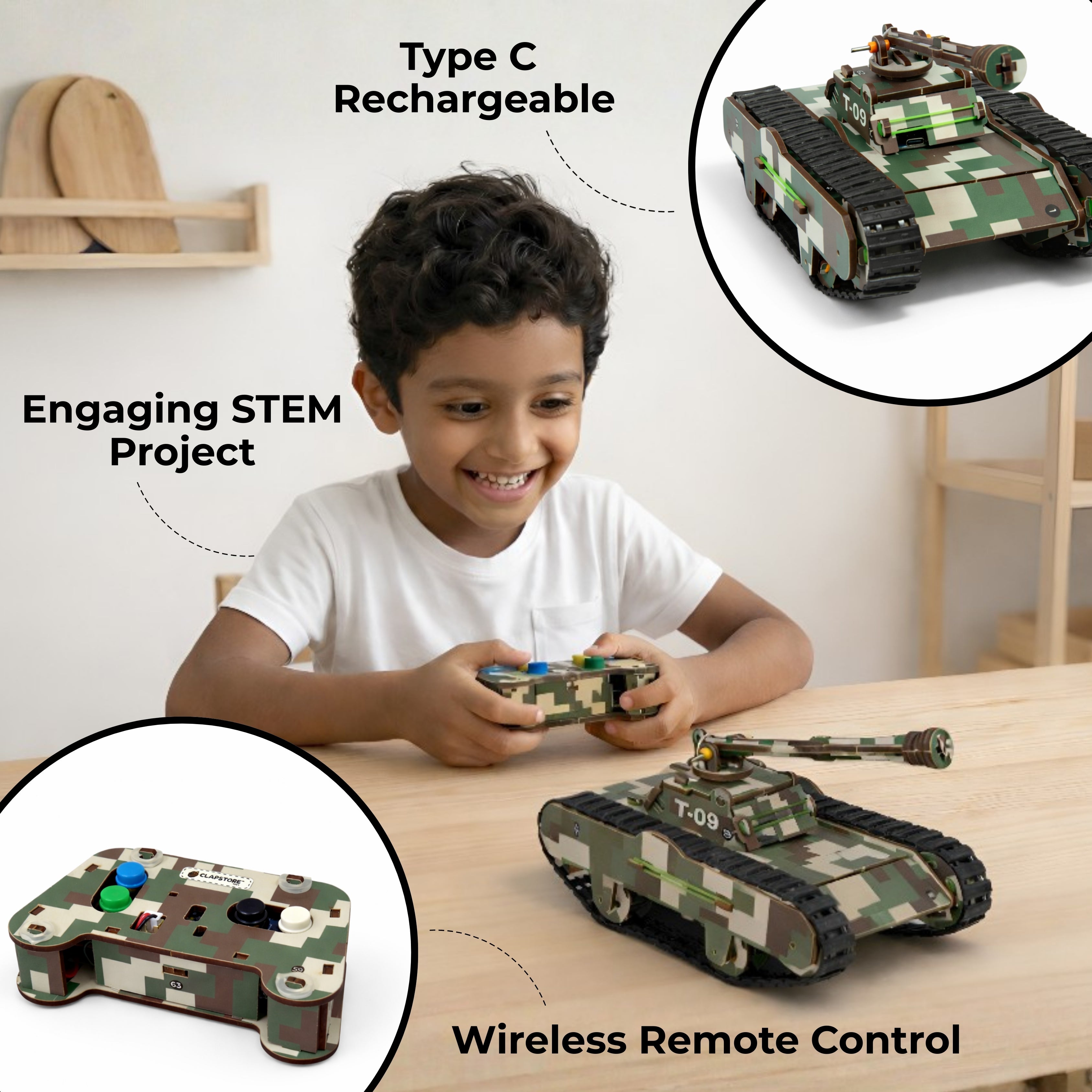 Sooper Brainsâ„¢ DIY Army Tank Kit (Type-C Rechargeable)
